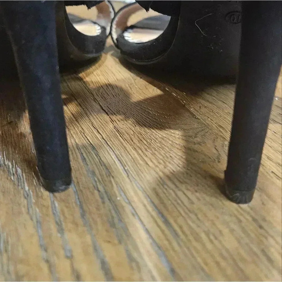 Betsey Black Suede Heeled Sandals with Purple Tassels - Picture 4 of 8